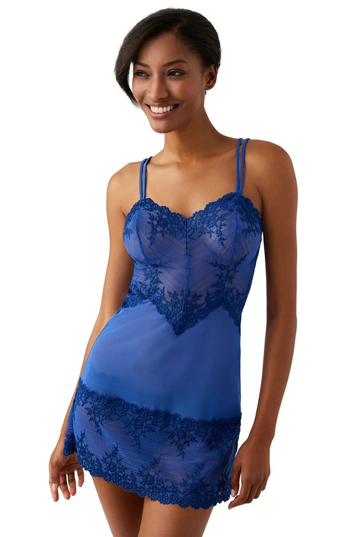 Embrace Lace Chemise In Beaucoup Blue / Bellwether Blue by Wacoal – My Bare  Essentials