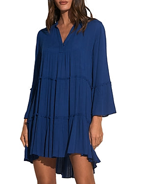 Elan Women's Ruffle Trim Swing Dress - Blue - Size L - Royal Elan Women's Ruffle Trim Swing Dress - Blue - Size L - Royal