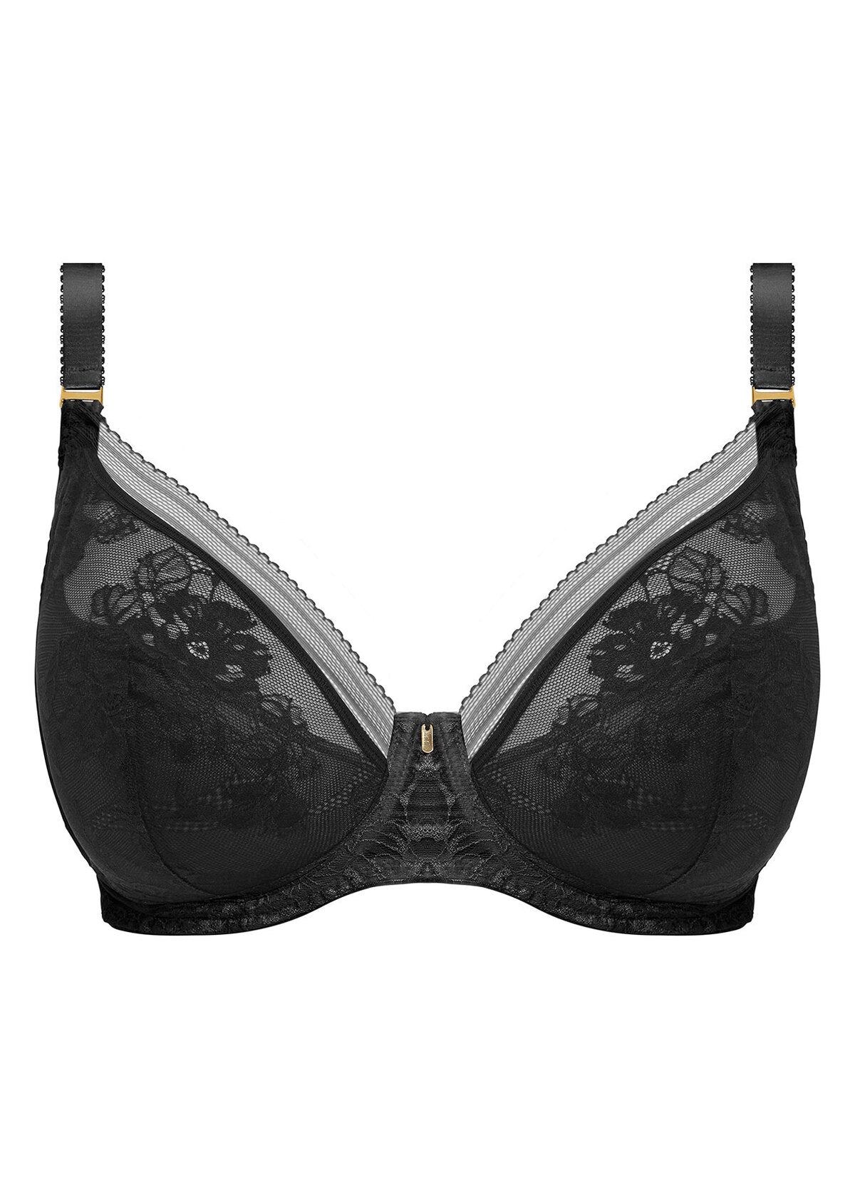 Fusion Lace Padded Plunge Bra - Black