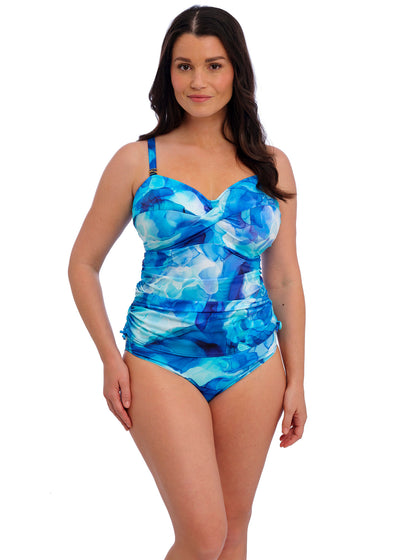 Saunton Sands Twist Front Tankini Top - Dazzling Blue
