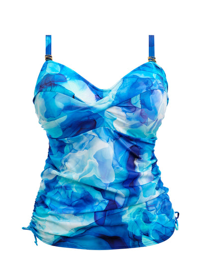 Saunton Sands Twist Front Tankini Top - Dazzling Blue