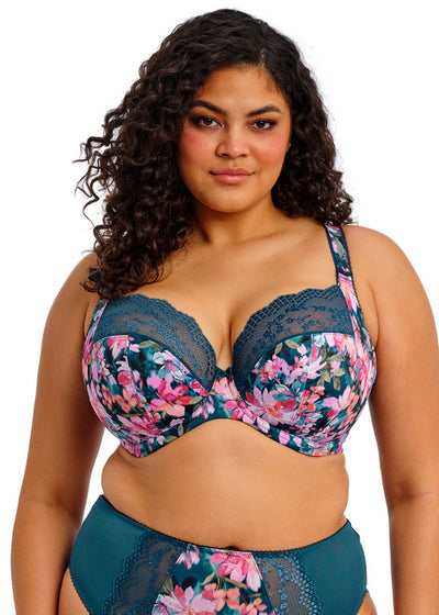 Lucie Plunge Bra - Teal Floral