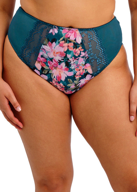 Lucie High Leg Brief - Teal Floral