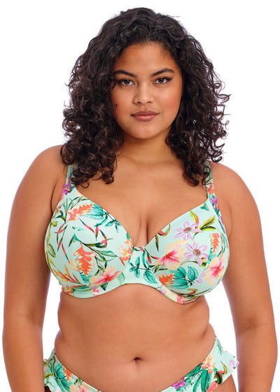 Sunshine Cove Plunge Bikini Top- Aqua