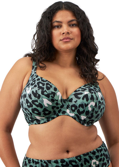 Jungle Bay Underwire Plunge Bikini top in Olive
