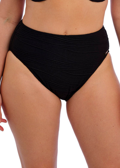 Beach Waves High Waist Bikini Brief - Black