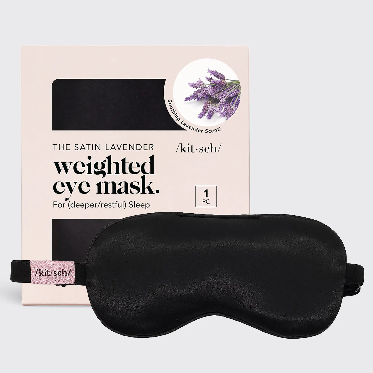 The Lavender Weighted Satin Eye Mask - Black