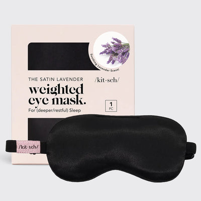 The Lavender Weighted Satin Eye Mask - Black