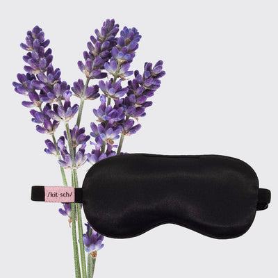 The Lavender Weighted Satin Eye Mask - Black
