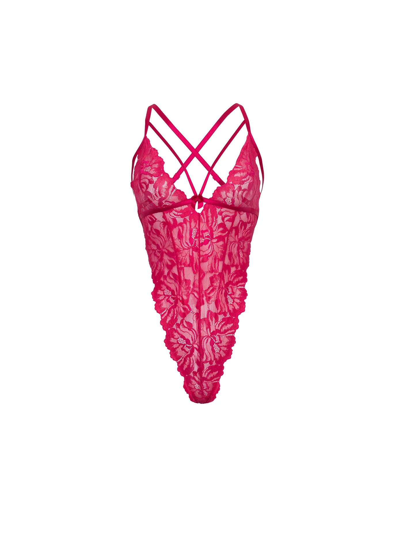 Lucciana Lace Strappy Teddy - Pink Yarrow