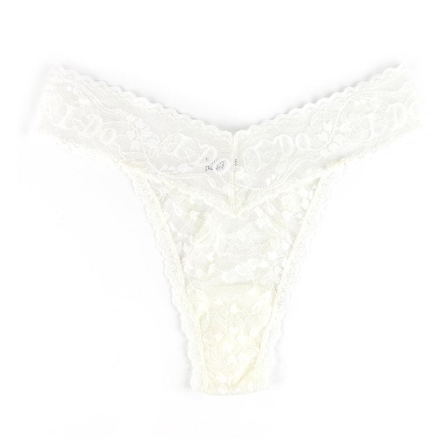 I DO Shimmer Lace Original Rise Thong - Ivory