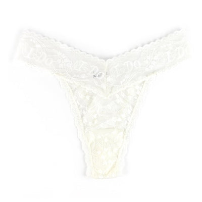 I DO Shimmer Lace Original Rise Thong - Ivory