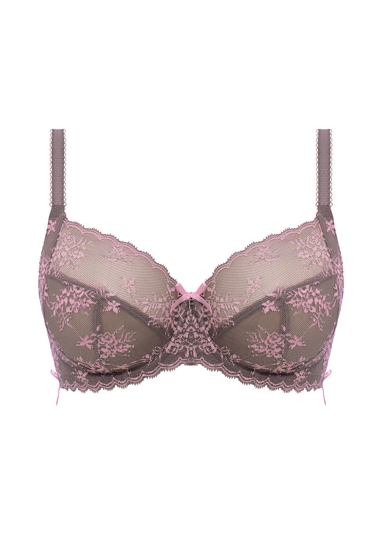 Offbeat Decadence Side Support Bra - Grey / Pink