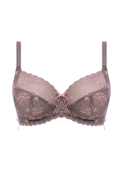 Offbeat Decadence Side Support Bra - Grey / Pink