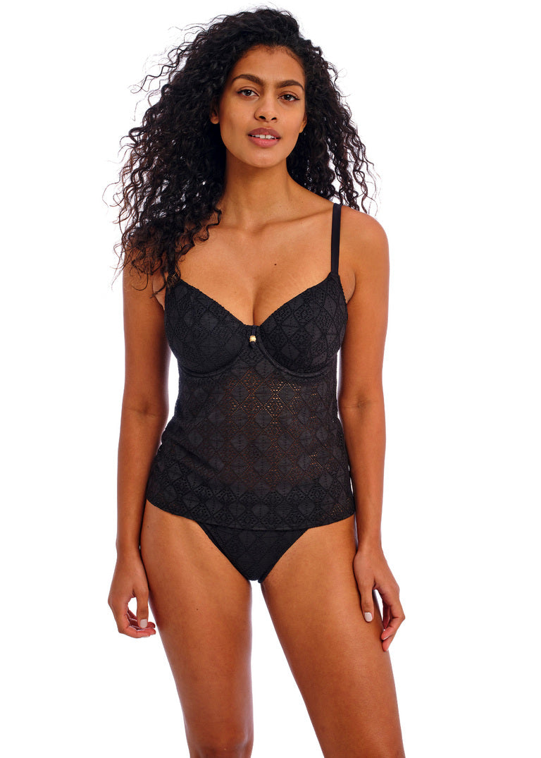 Nomad Nights Plunge Tankini Top - Black