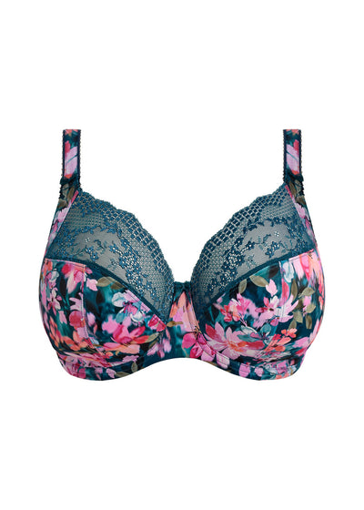 Lucie Plunge Bra - Teal Floral