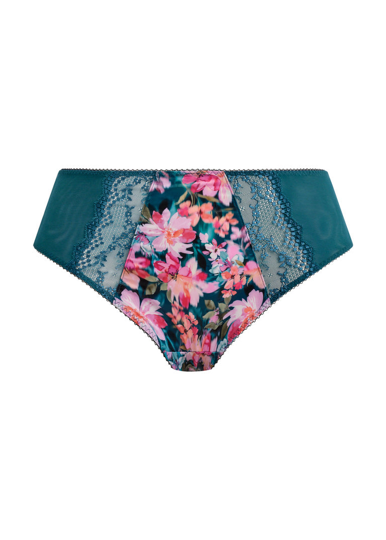 Lucie High Leg Brief - Teal Floral