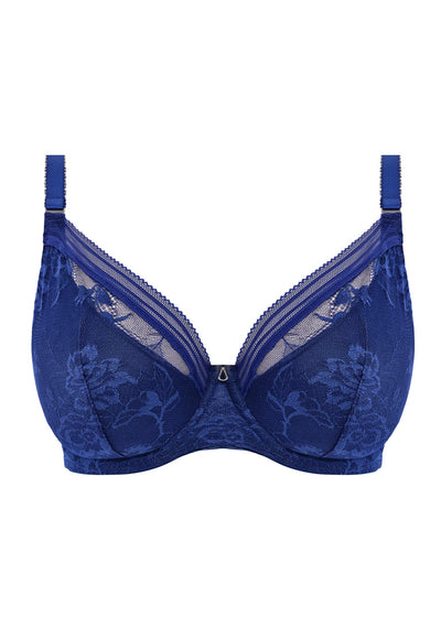 Fusion Lace Padded Plunge Bra - French Navy