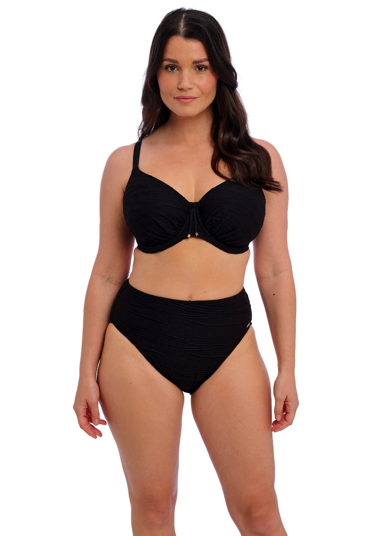 Beach Waves High Waist Bikini Brief - Black