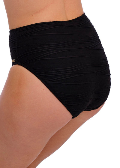 Beach Waves High Waist Bikini Brief - Black