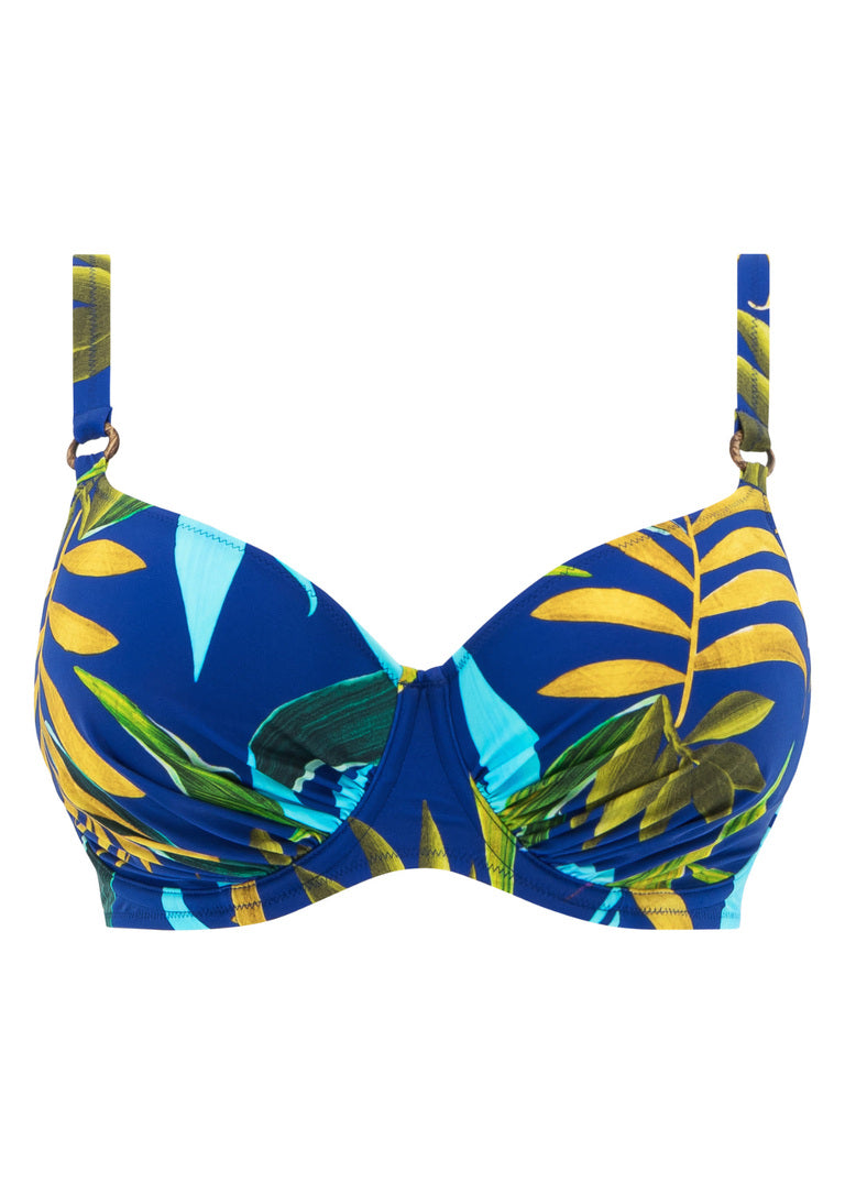 Pichola Gathered Full Cup Bikini Top - Tropical Blue