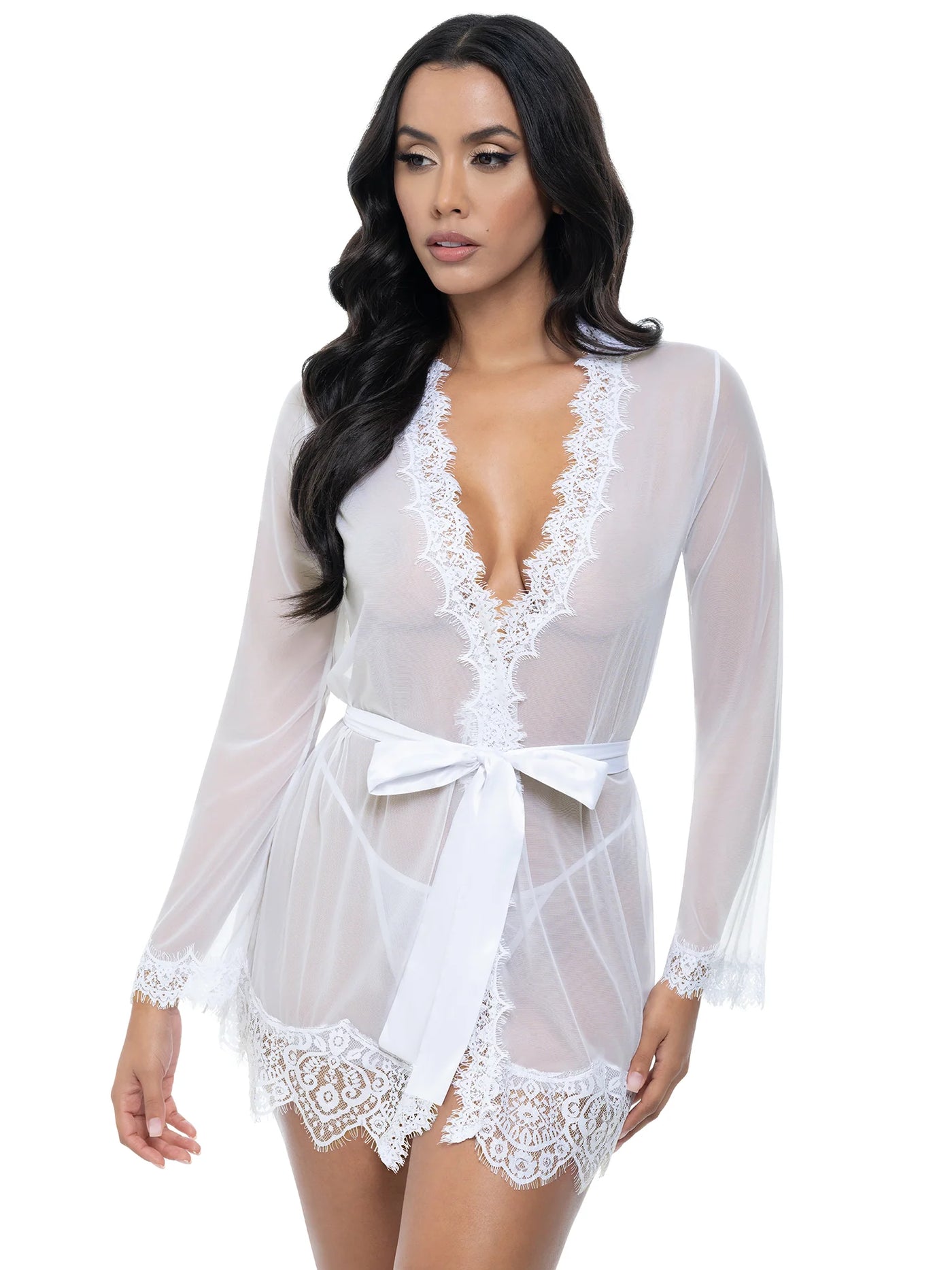Bridal Provence Short Sheer Robe - White