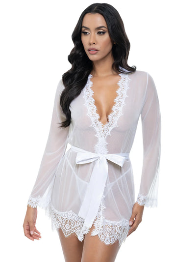 Bridal Provence Short Sheer Robe - White