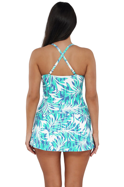 Sienna Swim Dress - Sea Breeze Sandbar Rib