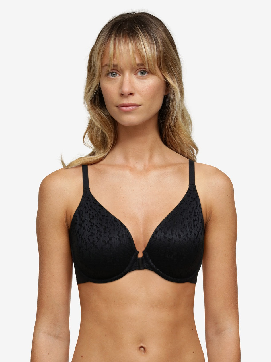 Norah Comfort Lace Unlined Front Close Bra - Black