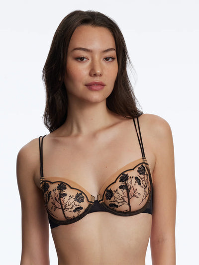 Enamoured Tattoo Lace Balconette Bra - Black Combo