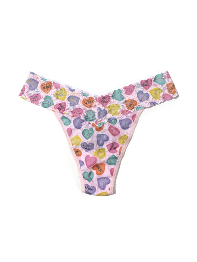Printed Signature Lace Original Rise Thong in Be Mine