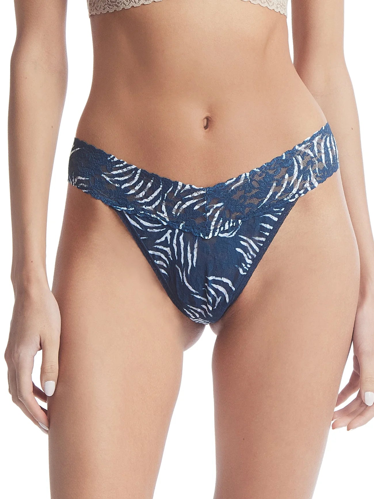 Printed Signature Lace Original Rise Thong - Runaway