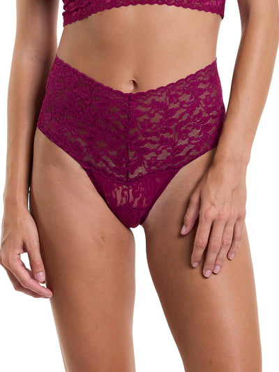 Retro Lace Thong - Sugar Plum Red