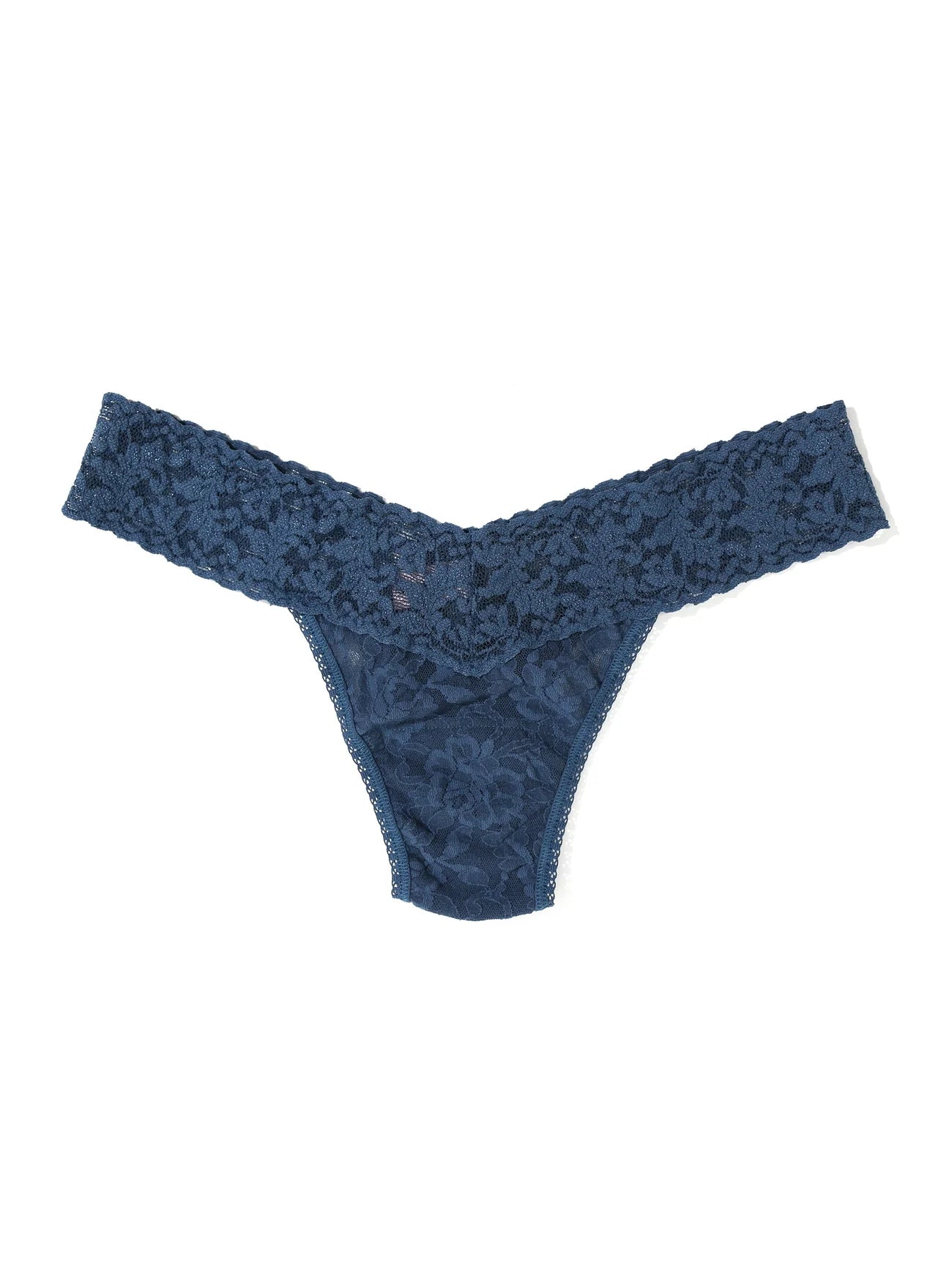 Signature Lace Low Rise Thong - Deep Waters