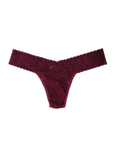 Signature Lace Low Rise Thong - Dried Cherry