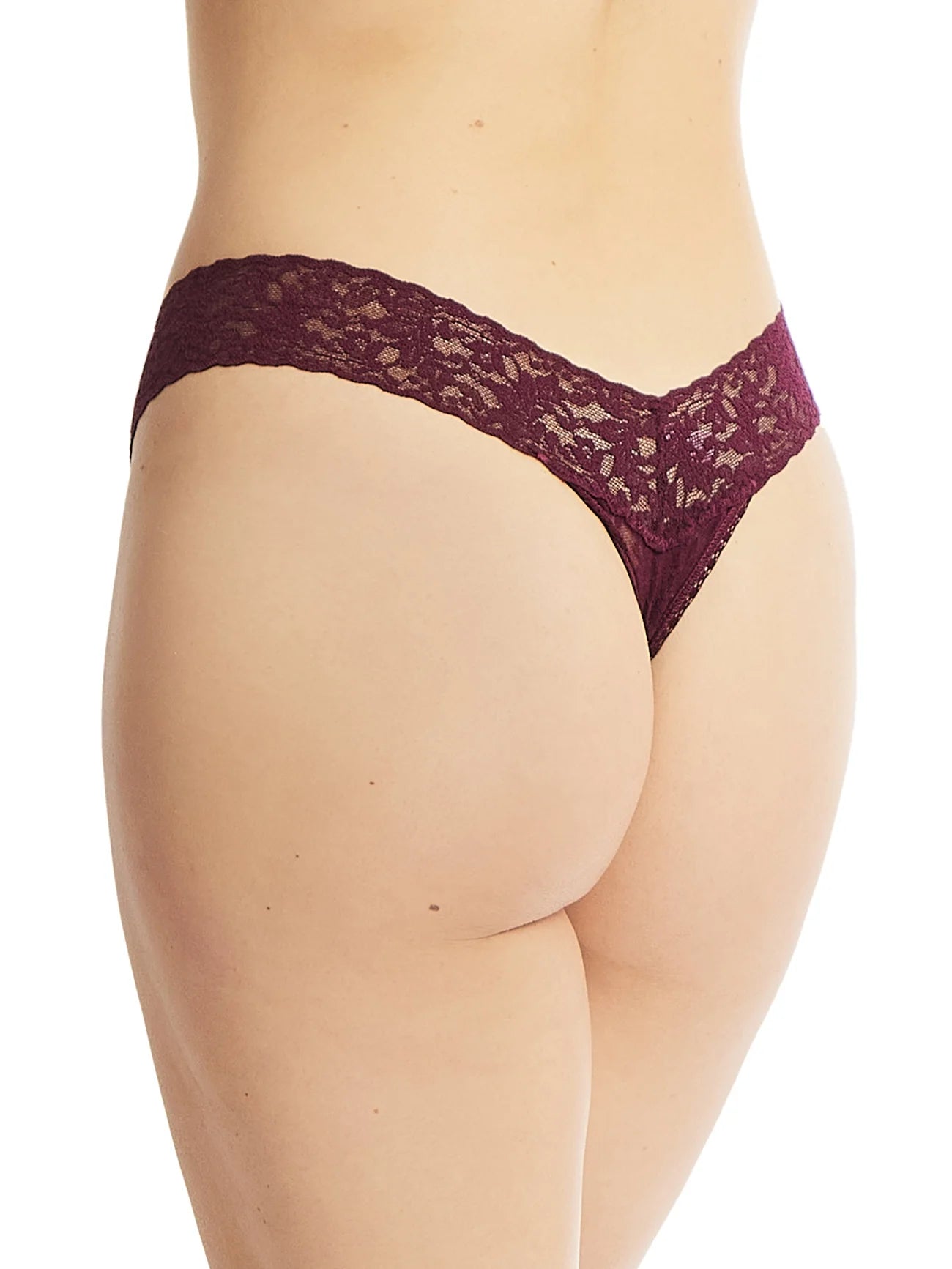 Signature Lace Low Rise Thong - Dried Cherry