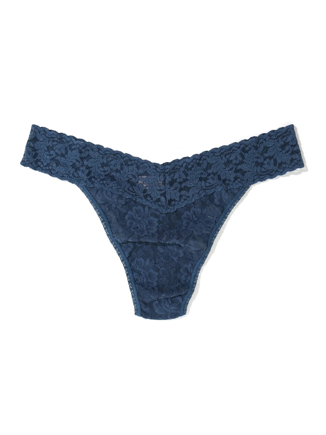 Signature Lace Original Rise Thong - Deep Waters