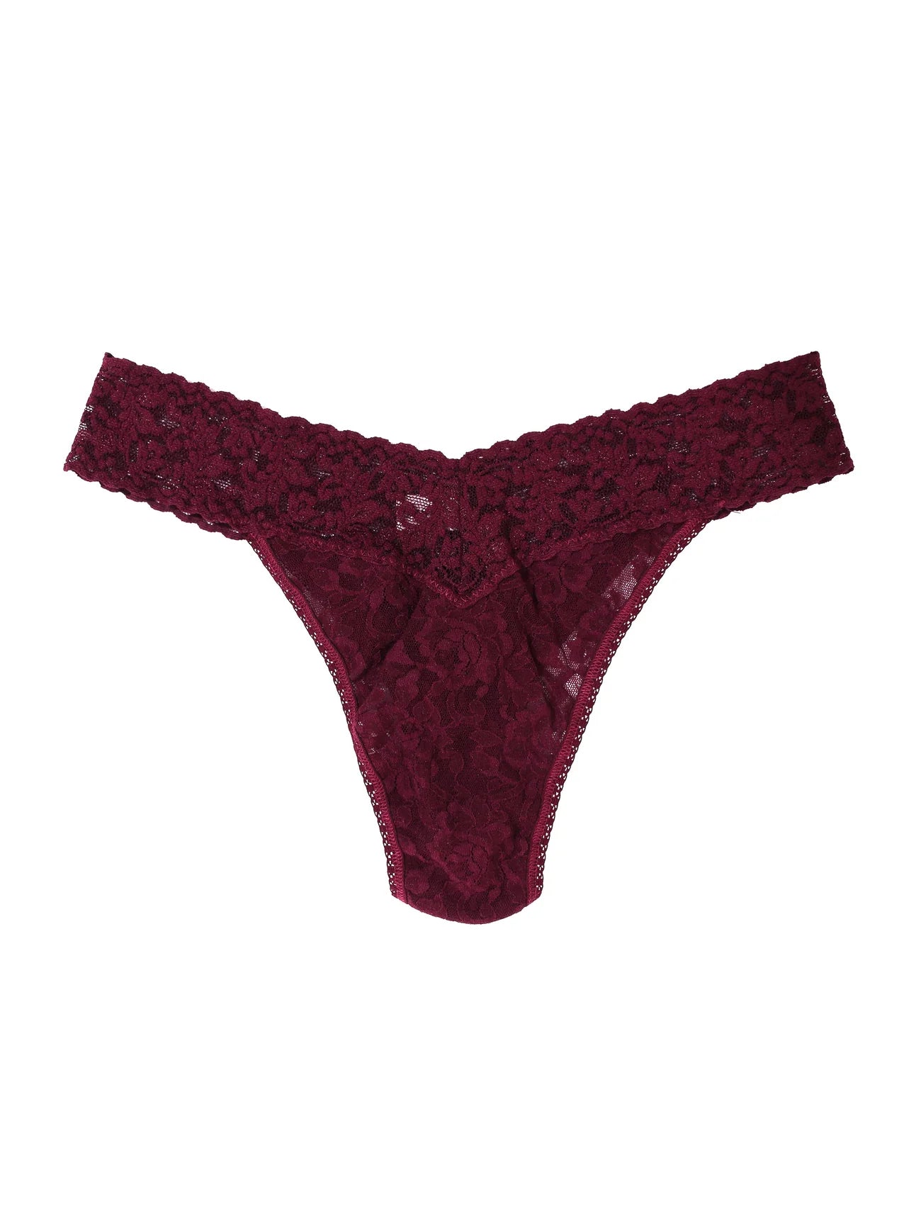 Signature Lace Original Rise Thong - Dried Cherry