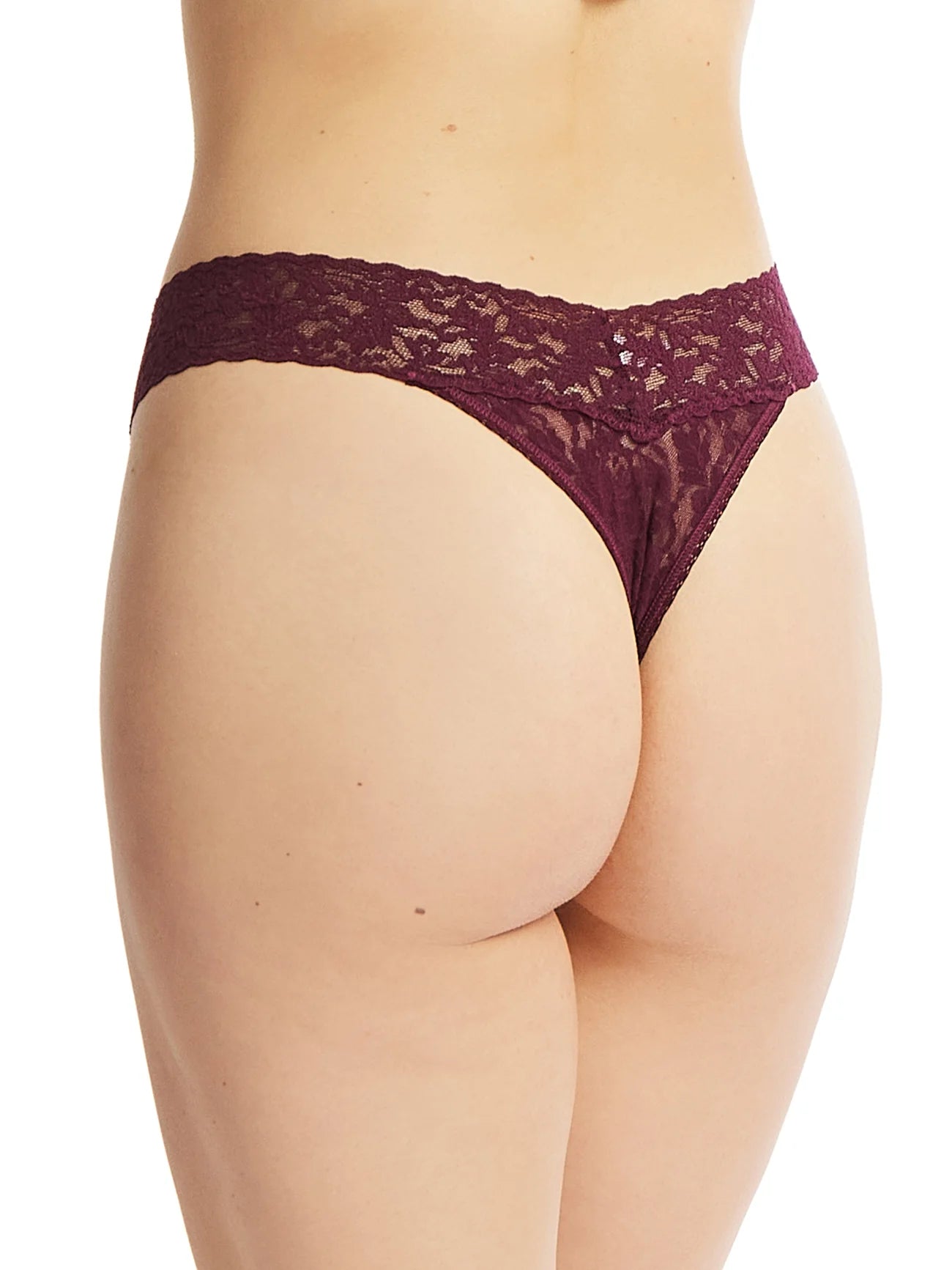 Signature Lace Original Rise Thong - Dried Cherry