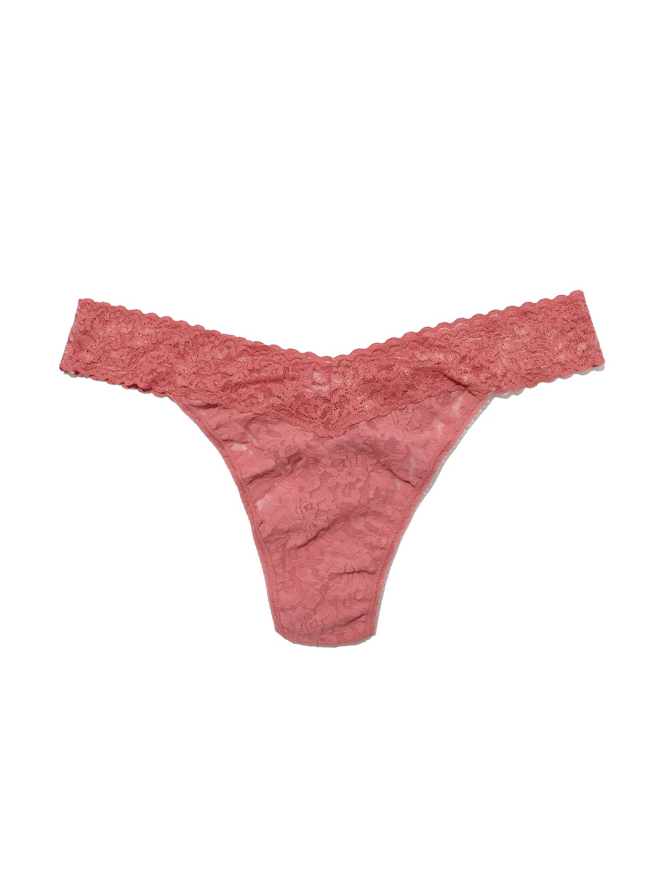 Signature Lace Original Rise Thong - Pink Sands