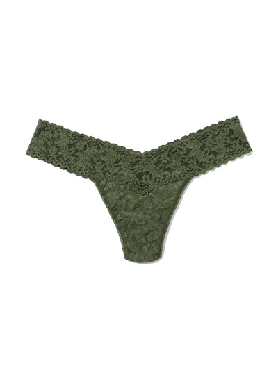 Signature Lace Low Rise Thong - Herb Green