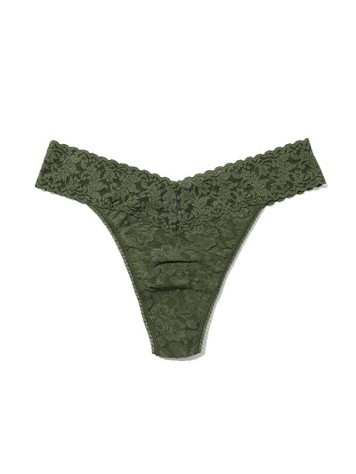 Signature Lace Original Rise Thong - Herb Green