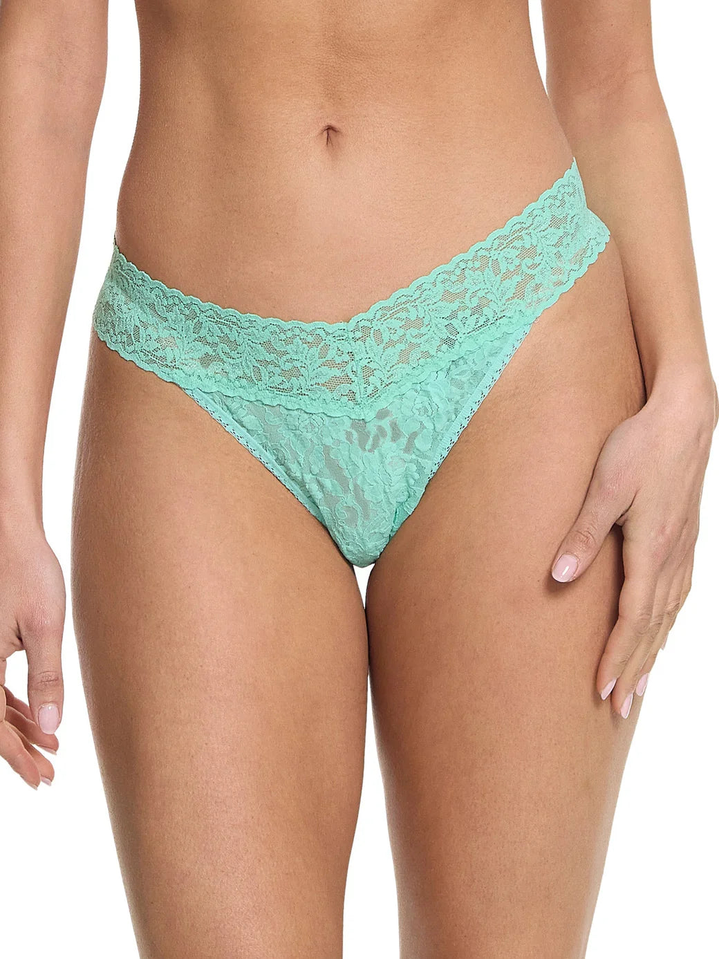 Signature Lace Original Rise Thong - Tulum Green