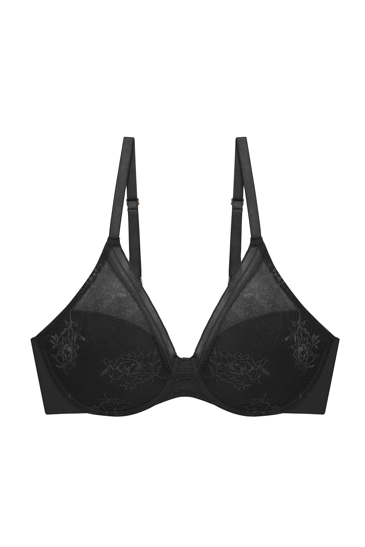 Love Lace Full Coverage Plunge T-Shirt Bra - Black