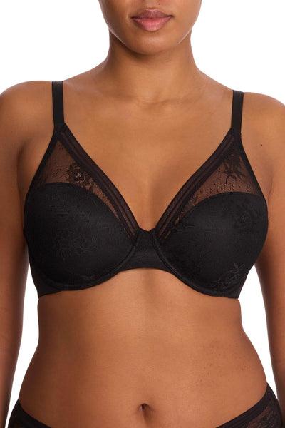 Love Lace Full Coverage Plunge T-Shirt Bra - Black