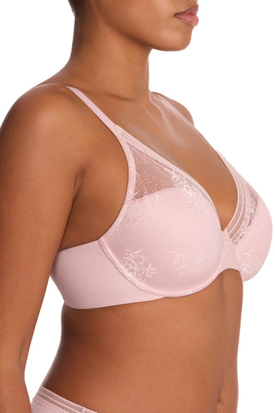Love Lace Full Coverage Plunge T-Shirt Bra - Pink Pearl / Warm White