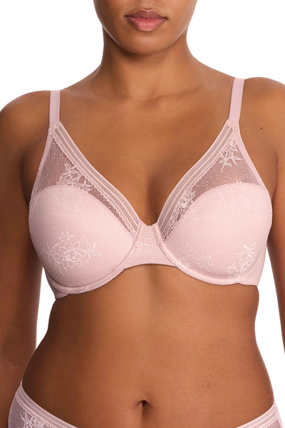 Love Lace Full Coverage Plunge T-Shirt Bra - Pink Pearl / Warm White