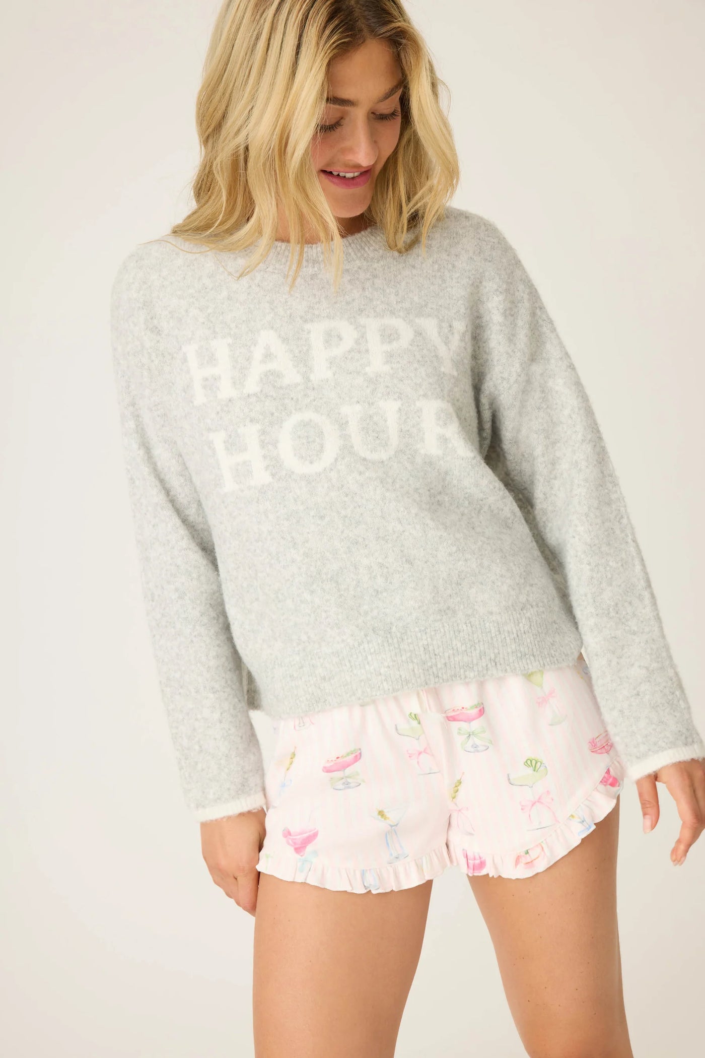 Pretty Punch Happy Hour Snuggle Sweater - Grey