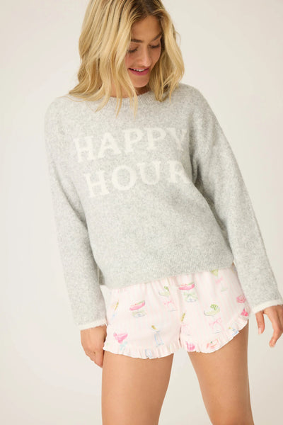 Pretty Punch Happy Hour Snuggle Sweater - Grey