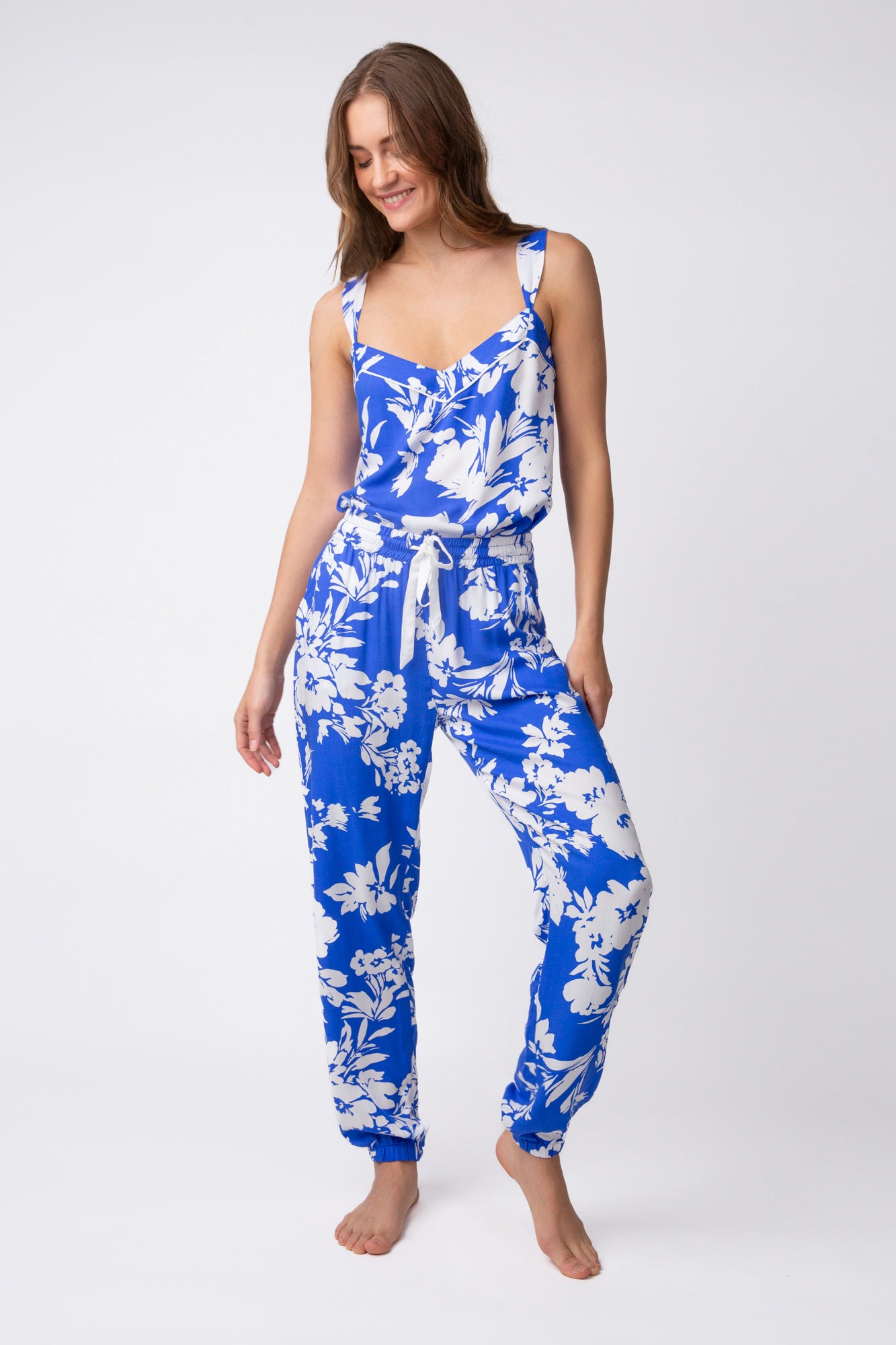 Electric Bloom Banded Pant - Electric Blue